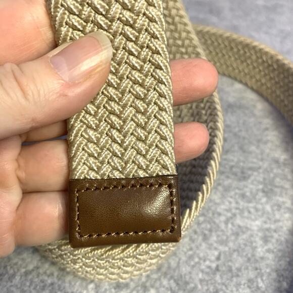 Classic Beige Mens Belt Stretch Elastic With Leather Stitched Ends Size XL 42/44 - Picture 5 of 5